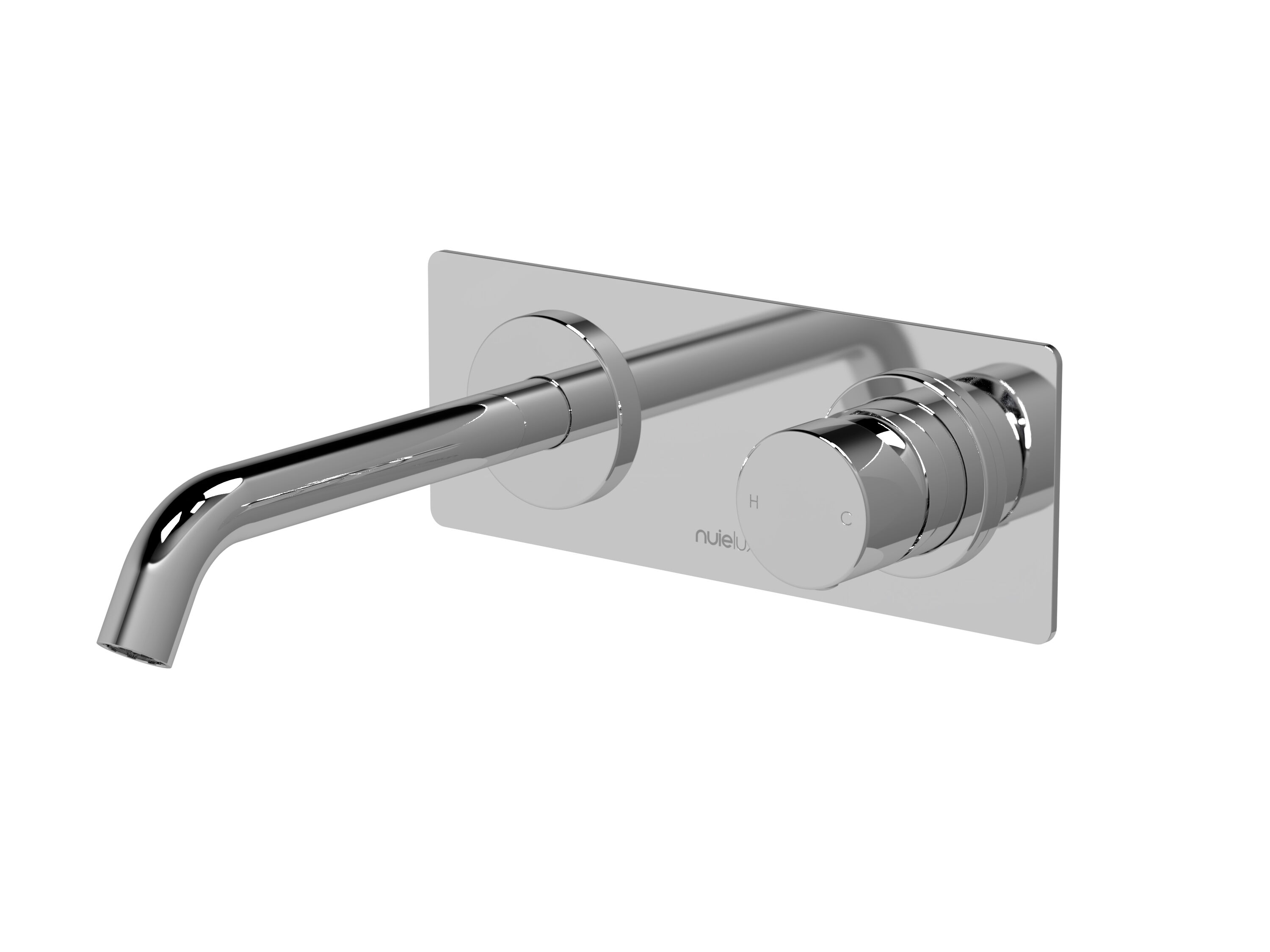 2TH WALL MOUNTED BASIN MIXER W/PLATE - CHROME
