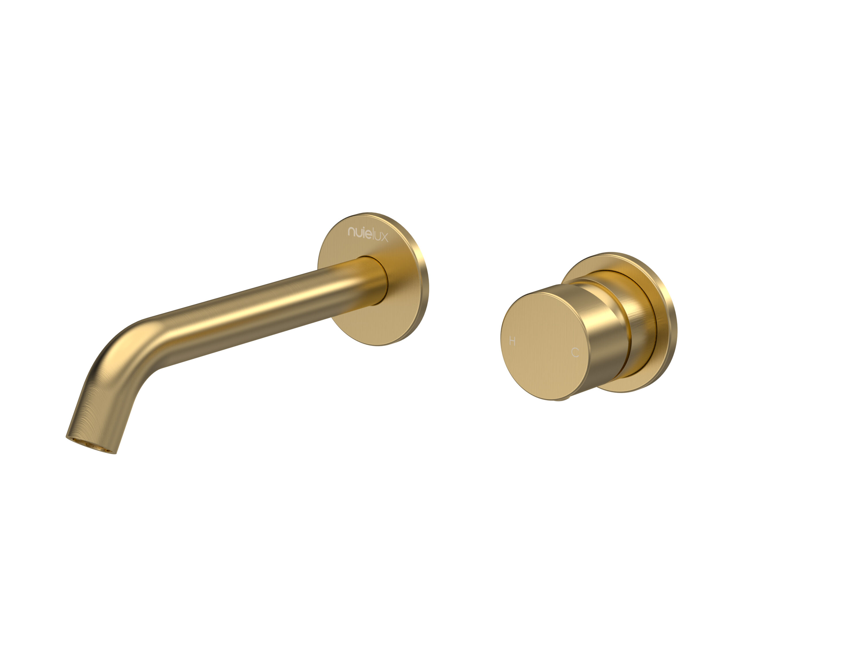 2TH WALL MOUNTED BASIN MIXER W/O PLATE - BRUSHED BRASS
