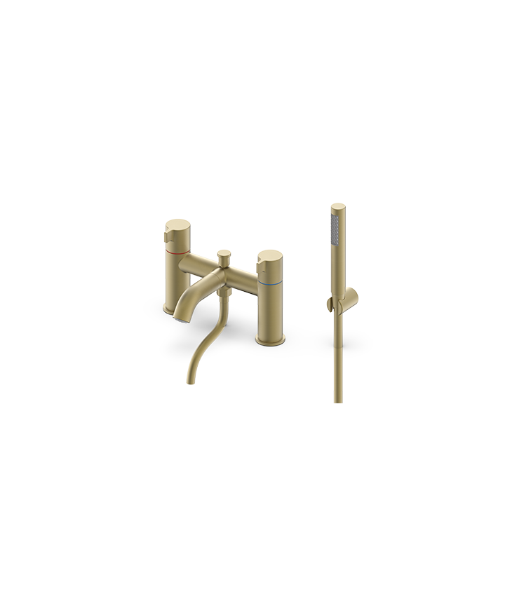 ARTURO DECK MOUNTED BSM RECTANGULAR LEVER HANDLE - BRUSHED BRASS