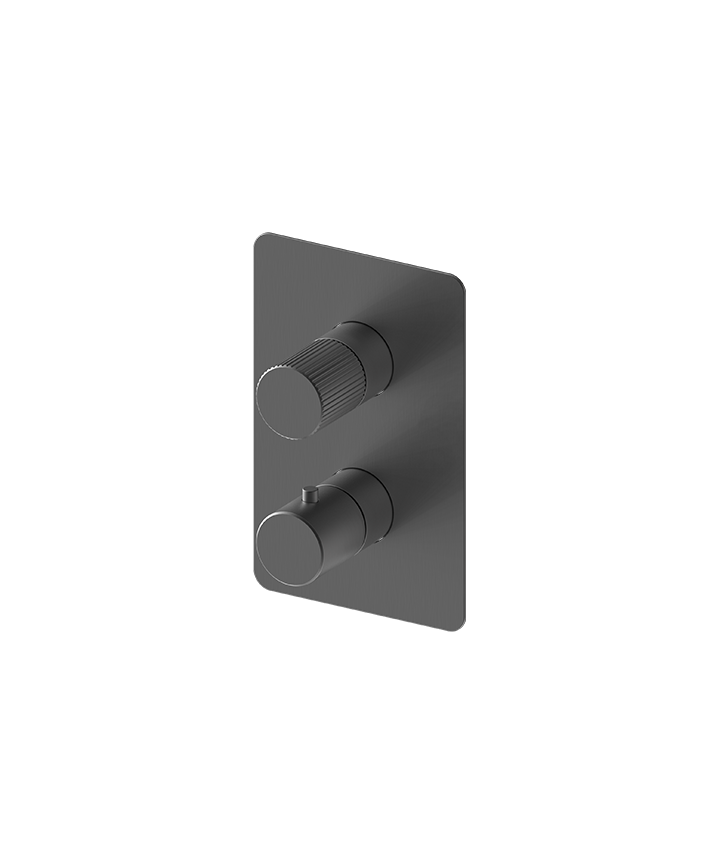 ARTURO SHOWER PLATE FLUTED HANDLE - MATT BLACK