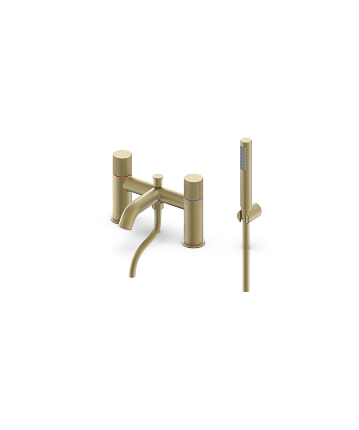 ARTURO DECK MOUNTED BSM FLUTED HANDLE - BRUSHED BRASS