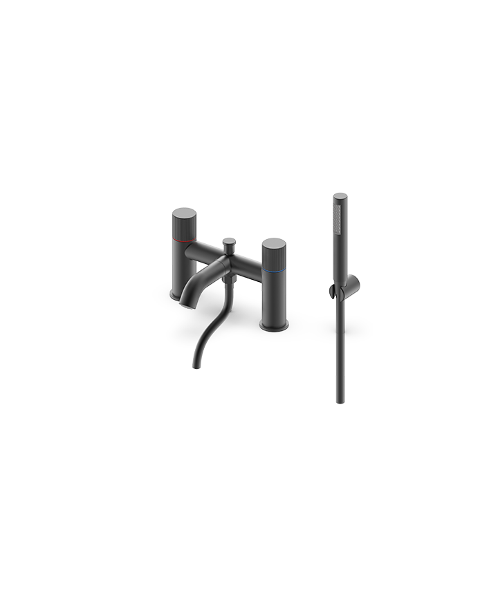 ARTURO DECK MOUNTED BSM FLUTED HANDLE - MATT BLACK