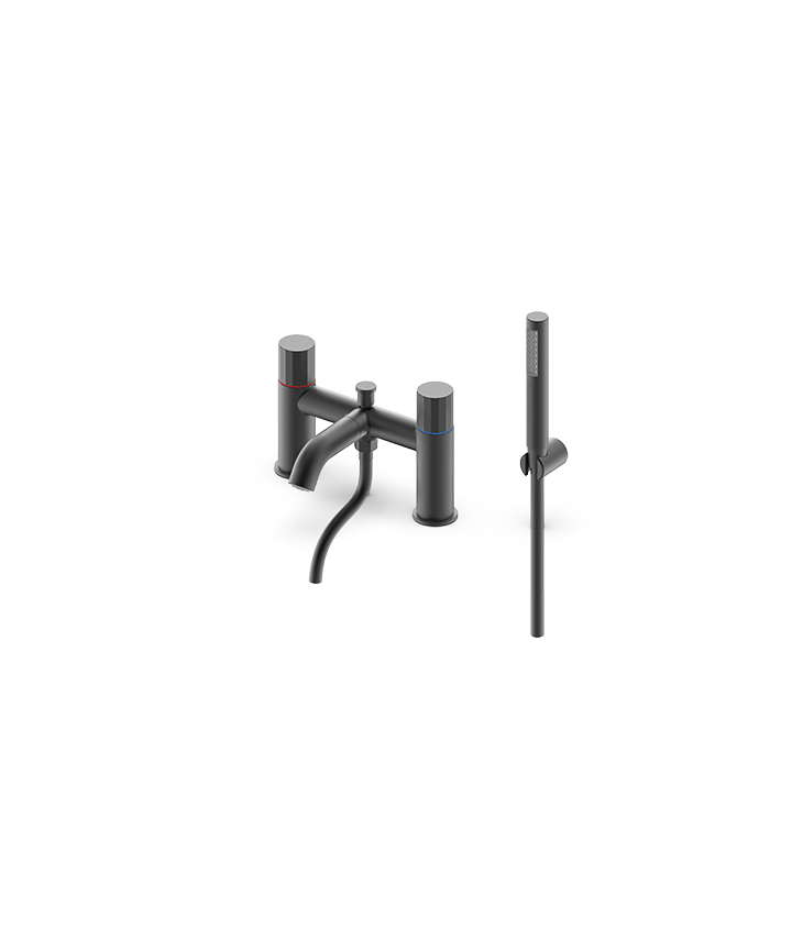 ARTURO DECK MOUNTED BSM WIDE FLUTED HANDLE - MATT BLACK