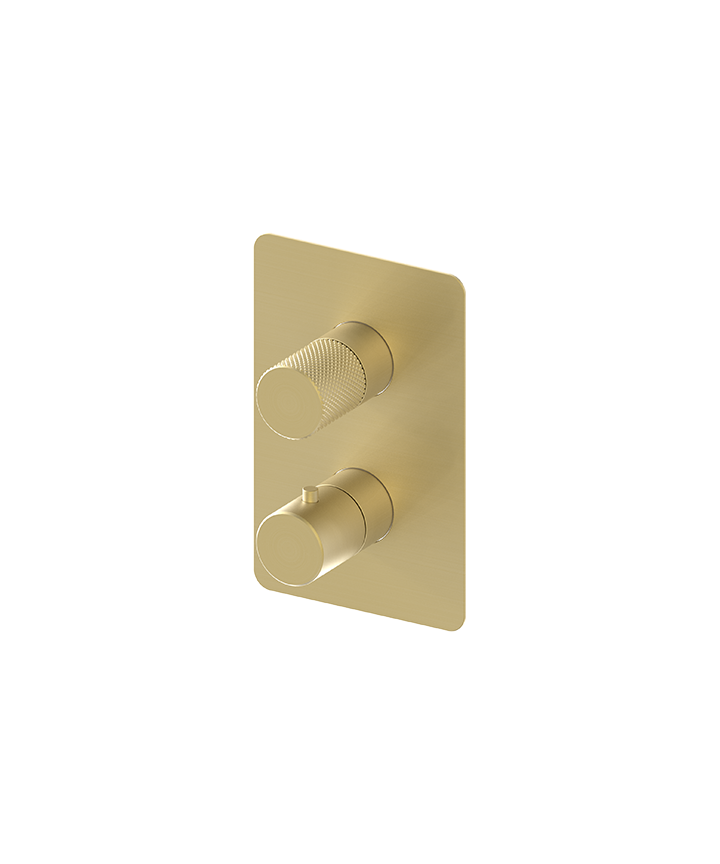 ARTURO SHOWER PLATE KNURLED HANDLE - BRUSHED BRASS